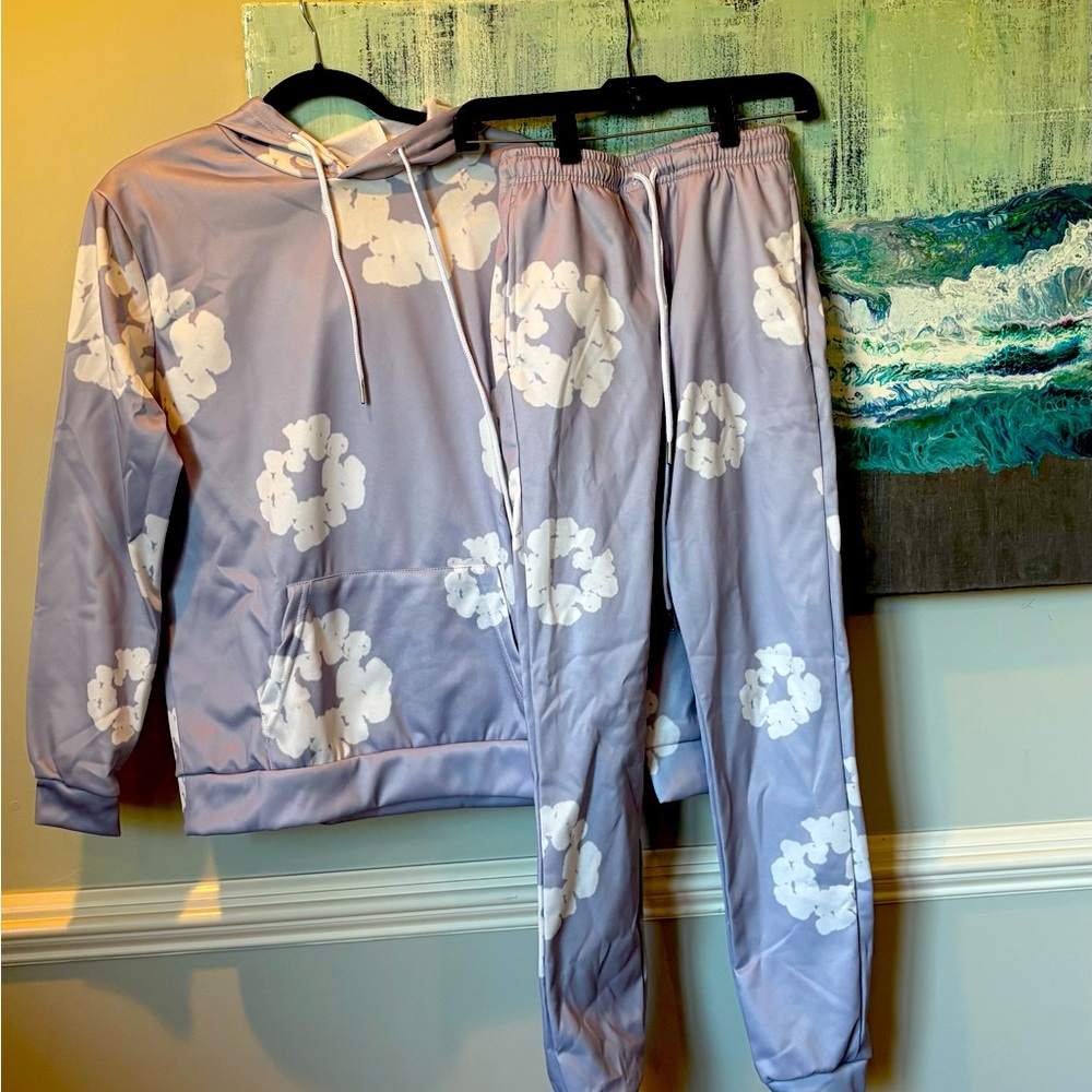 Denim Tears Abstract Garland Print Hoodie two-piece set, adult small